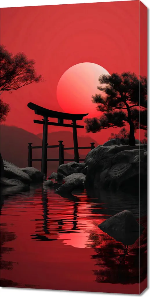 Tableau Temple dans le silence 50x100 - Finissez vos Murs Vides Zen