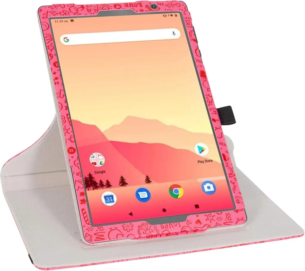 Étui pour tablette Matrixpad S20 rose à motifs avec support intégré