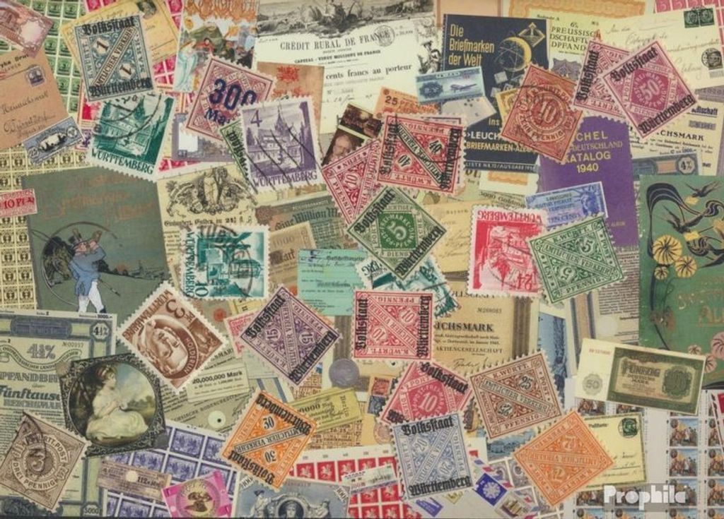 Briefmarken Württemberg 25 verschiedene Marken