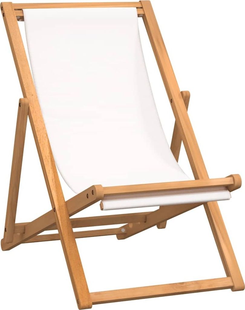 vidaXL Liegestuhl Teak 56x105x96 cm Creme Produktbild 