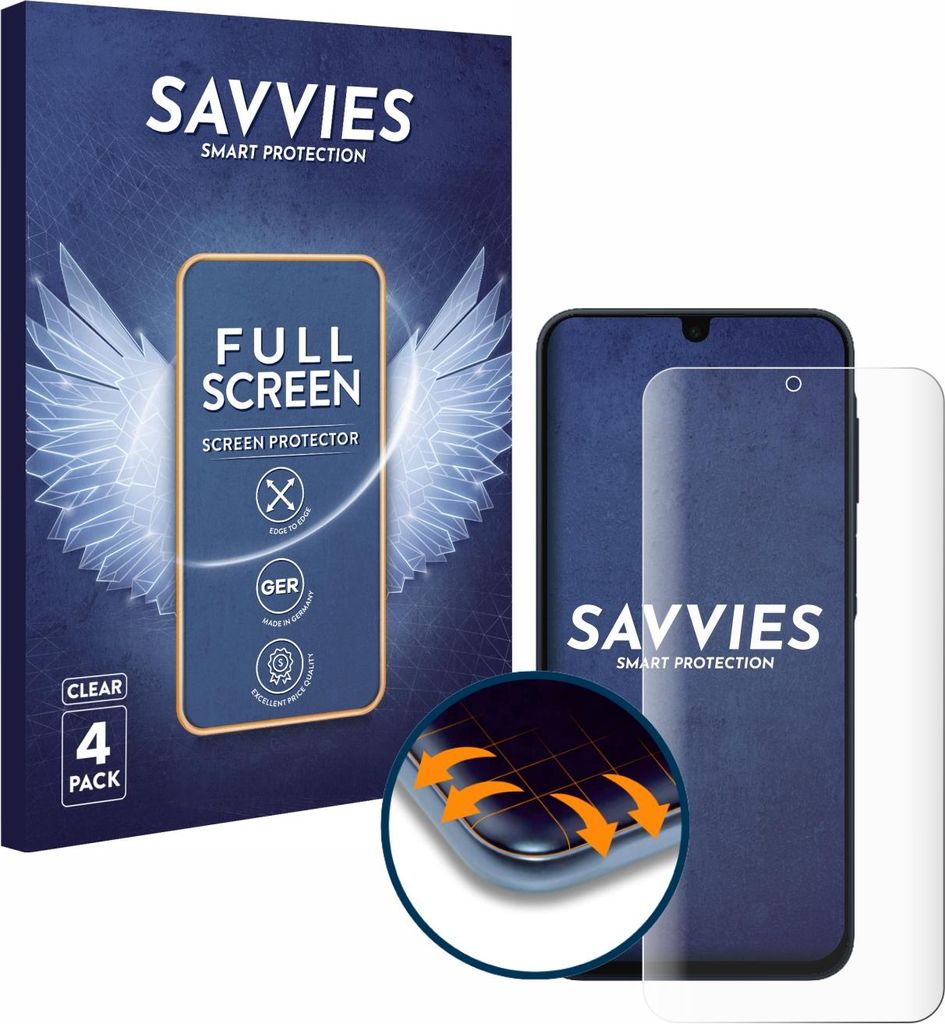 4x Savvies Fullscreen Schutzfolie für Samsung Galaxy A17 5G Displayschutz Folie Fullcover Klar Transparent