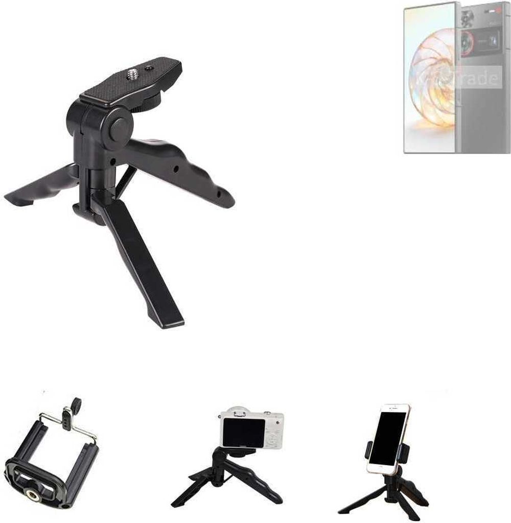 K-S-Trade Stativ Tisch-Ständer Dreibein Handy-Stativ Ständer kompatibel mit Nubia Z60 Ultra Mini-Stativ Smartphone Tripod Handy-Stativ aus Plastik
