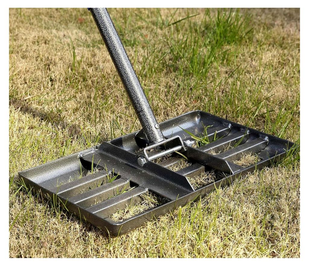 Rasen-Nivellierrechen, 43,2 x 25,4 cm, robuster Nivellierer mit verstellbarem Griff, Bodennivellierwerkzeug für Garten und Hof