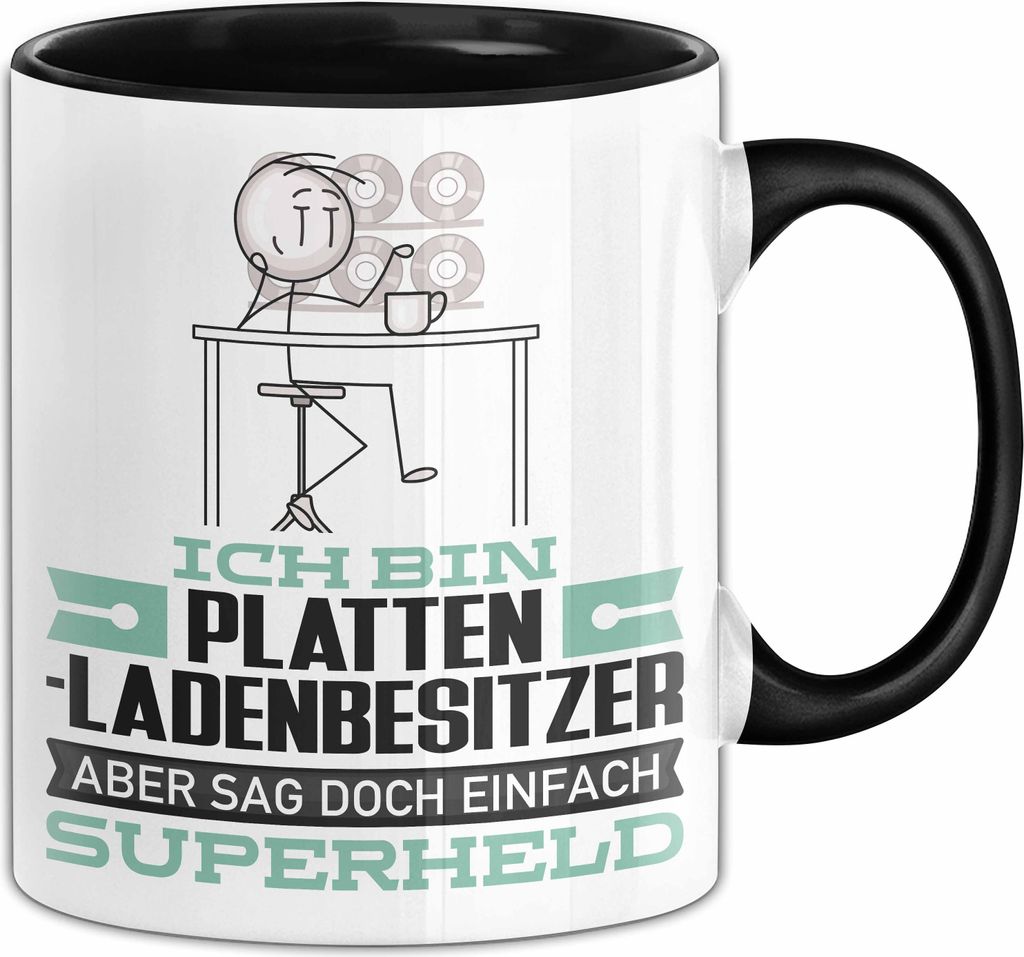 Plattenladenbesitzer Geschenk Tasse Ich Bin Plattenladenbesitzer Aber Sag Doch Einfach Superheld Lustige Geschenkdiee für Plattenladenbesitzer Kaf...