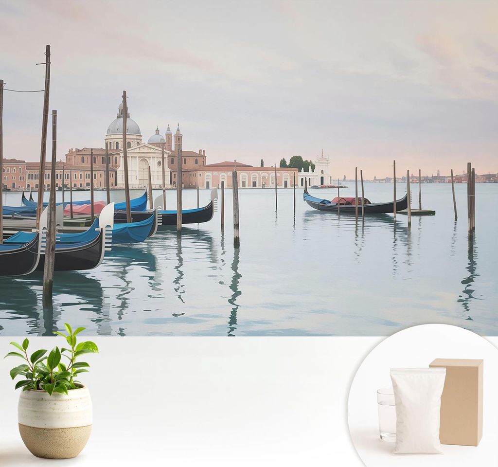 Fototapete - 104x70 cm - Tapete - Wandtapete - Wandbilder - Dekofolie - Tapete Folie - Wand - Dekoration - Wohnzimmer - Venezianische Landschaft
