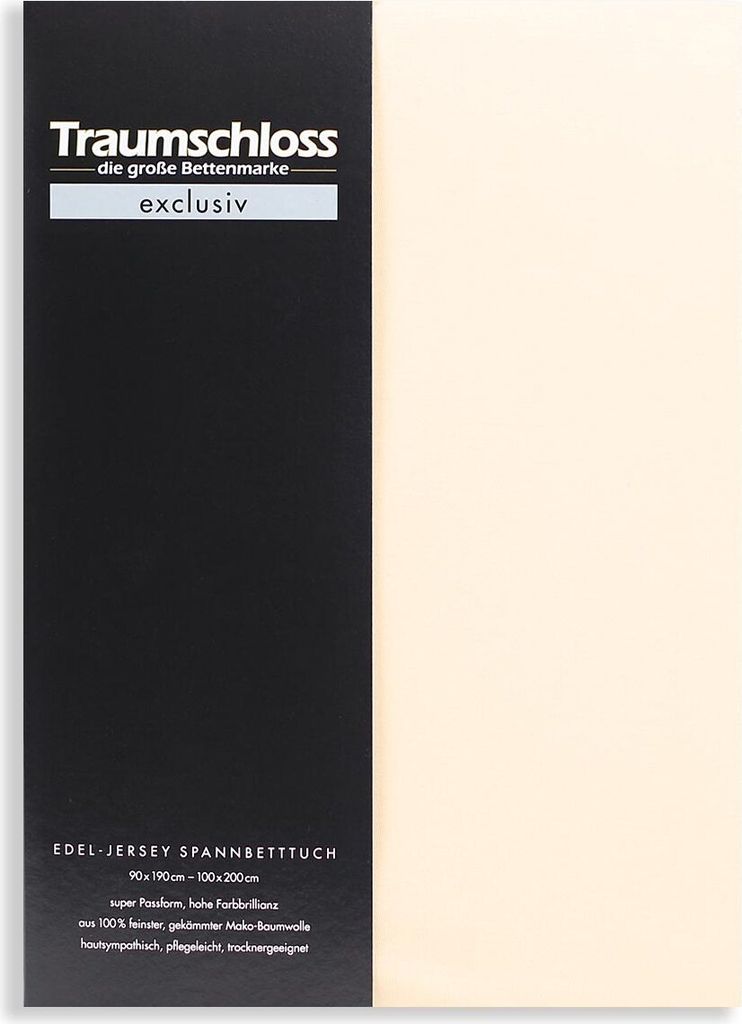Traumschloss Exclusiv Edel-Jersey Spannbettlaken 90-100 x 200 cm creme 150g/m², 100% gekämmte Mako Baumwolle