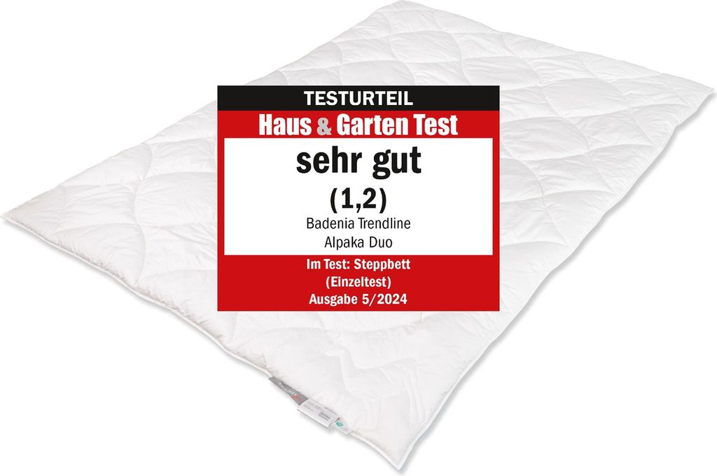 Badenia Trendline Alpaka Bettdecke warm 155 x 220 cm Testurteil Haus & Garten Test (1,2)