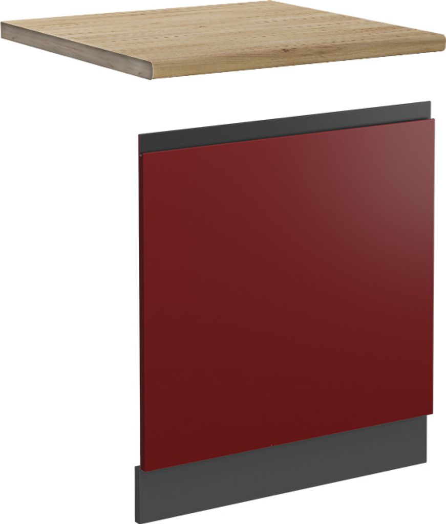Frontblende Vicco R-Line Rot 60 cm J-Shape, AP Eiche, Model 46737