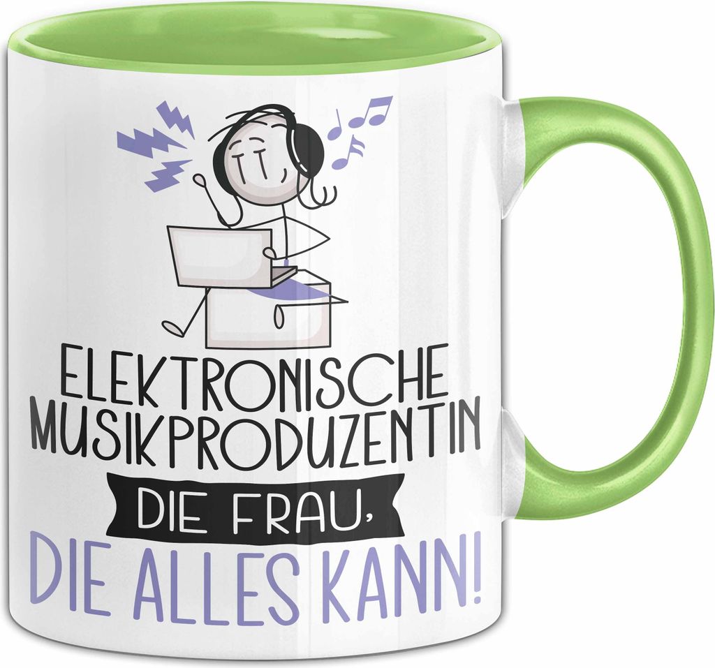Elektronische Musikproduzentin Geschenk Tasse Becher Die Frau Die Allen Kann Geschenkidee für eine Elektronische Musikproduzentin Lustig (Grün)