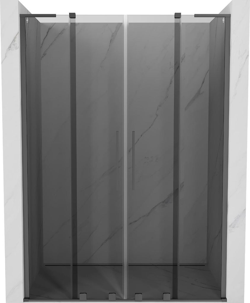 Mexen Velar L Duo Schiebetüren Duschabtrennung 140 cm, Graphit, Gun Metal - 871-140-003-42-95