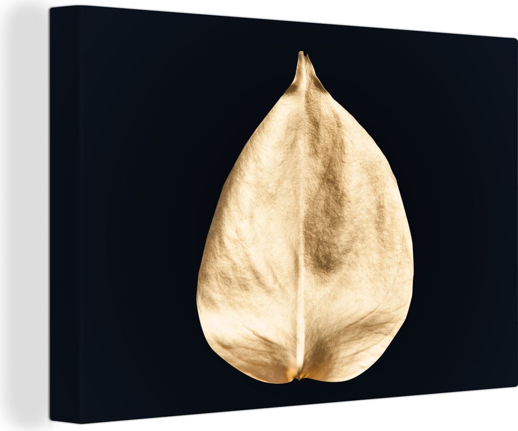 OneMillionCanvasses - Leinwandbilder - 140x90 cm, Blätter - Schwarz und Gold - Schwarz - Gold - Luxus, Wandbilder Kunstdruck Wanddekoration - Fo...