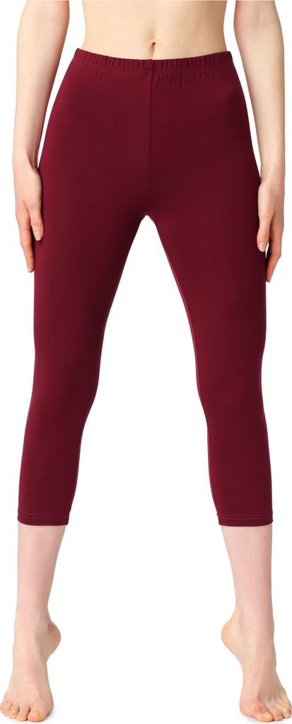 Bellivalini Damen 3/4 Leggings aus Baumwolle BLV50-199 (Weinrot, S)