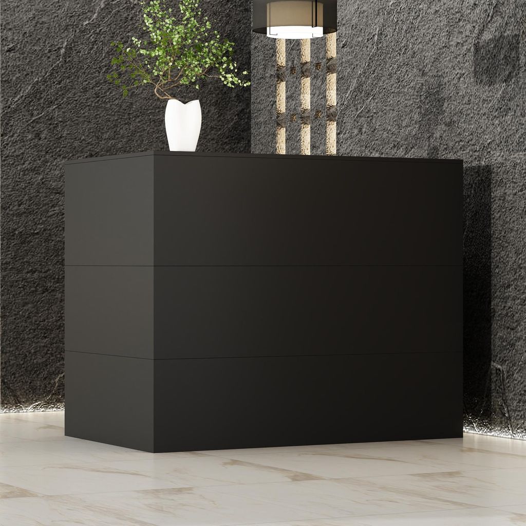 Empfangstheke L-Form 140x80x120cm Schwarz, mit Produktbild 