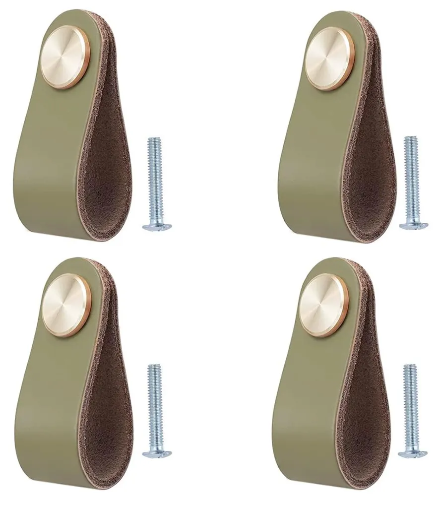 Poignées en cuir pour meubles 6,4 x 2,5 cm - Lot de boutons faits main