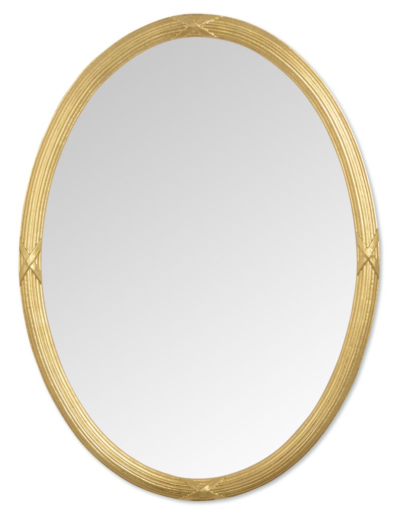 MO.WA Ovaler Wandspiegel im klassischen Stil, 56 x 76 cm, mit vergoldentem Holzrahmen | Spiegel Oval Gold Finitur