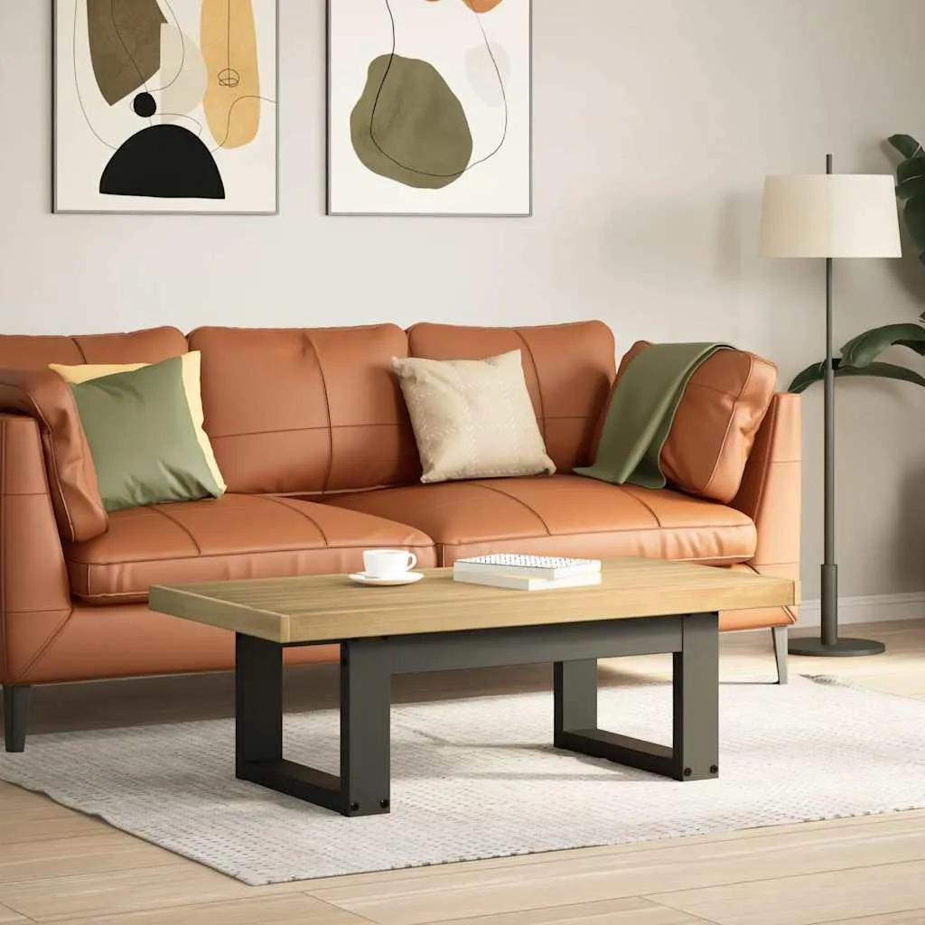 Table de Salon 120cm Pin Massif NOAIN avec Pieds Industriels en Forme U