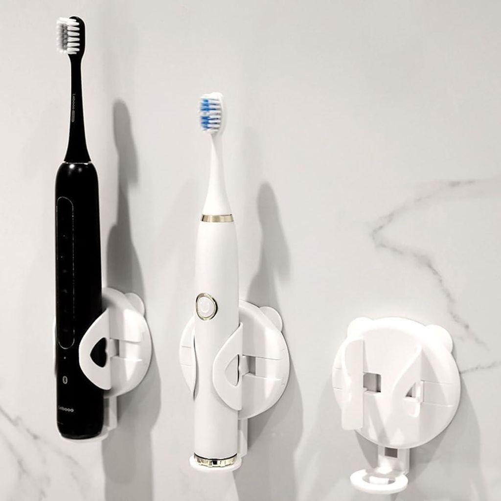 Set mit 3 selbstklebenden, wandmontierten Zahnbürstenhaltern mit automatischem Schwerkraftsensor und verstärkter Befestigung