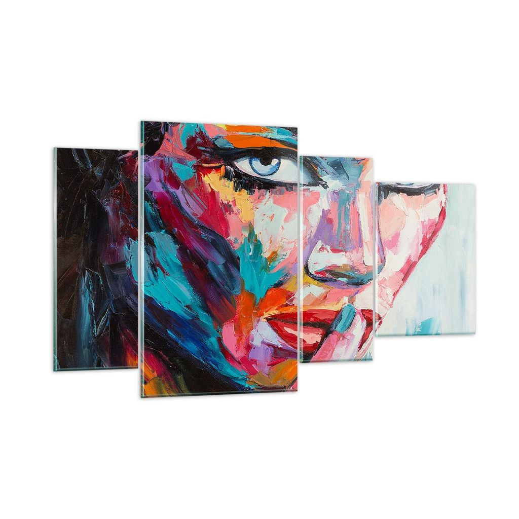 Bilder auf glas - Mädchen Gesicht - 120x70cm - Glasbilder - Wandbilder - Kunstdruck - zum Aufhängen bereit - Wanddekoration aus Glas - Glas Bilde...