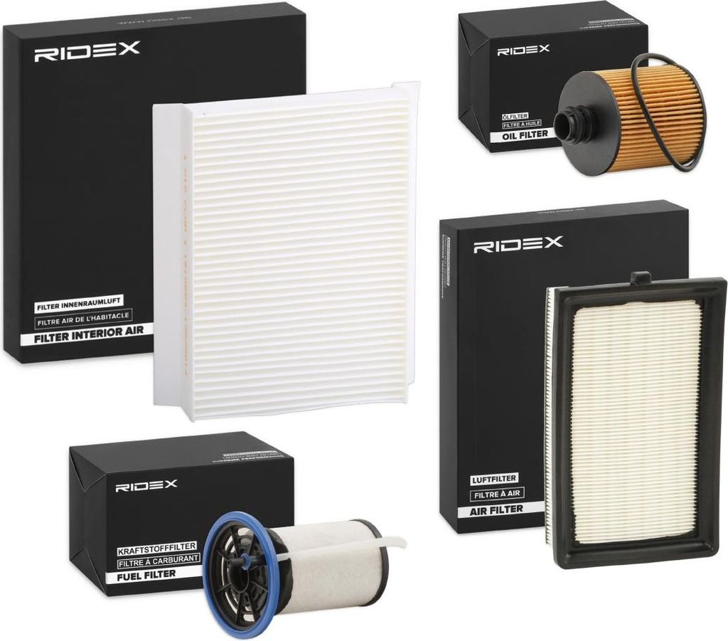 RIDEX Filterset Inspektionspaket Filtersatz für OPEL COMBO Kasten/Kombi (X12) Combo Combi / Tour (X12) für FIAT 500L (351, 352) für SUZUKI VITAR...