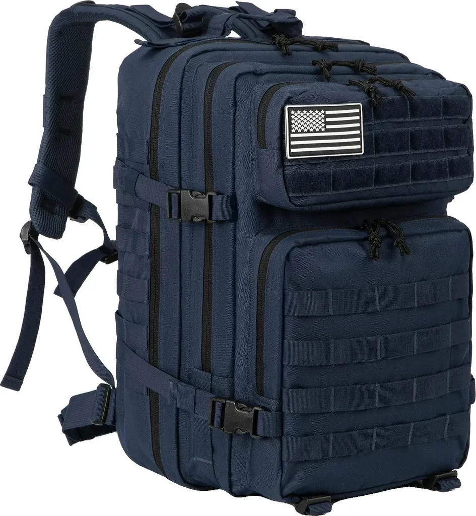 Zaino Tattico 50L Blu Poliestere Ergonomico Schienale Morbido