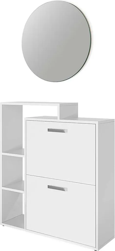 Meuble chaussures Vicco Orlando 2 pièces blanc laqué miroir intégré
