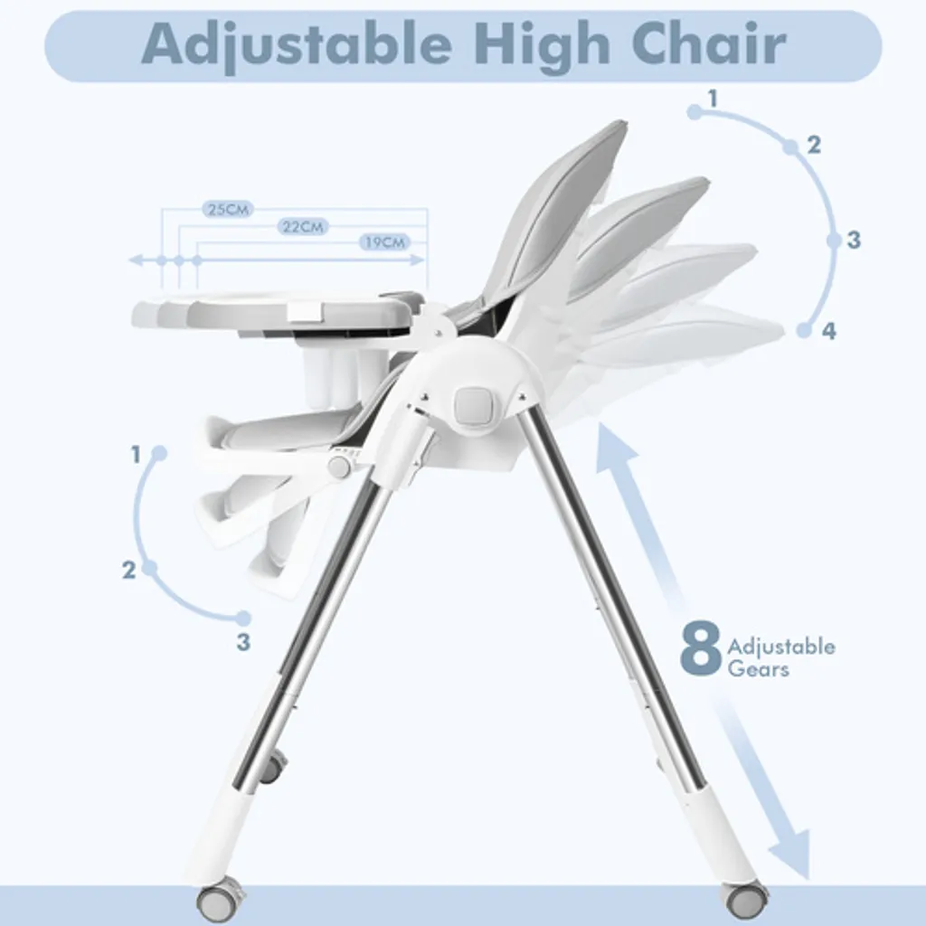 Chaise haute portable et pliable grise - Sessamen-LP avec plateau repas