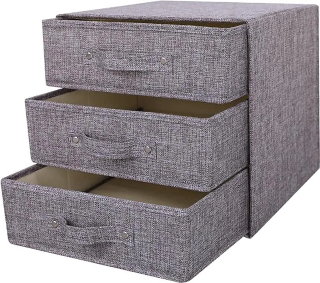 YINGGG Tour de Rangement Tissu avec 3 Tiroirs Gris pour Vêtements