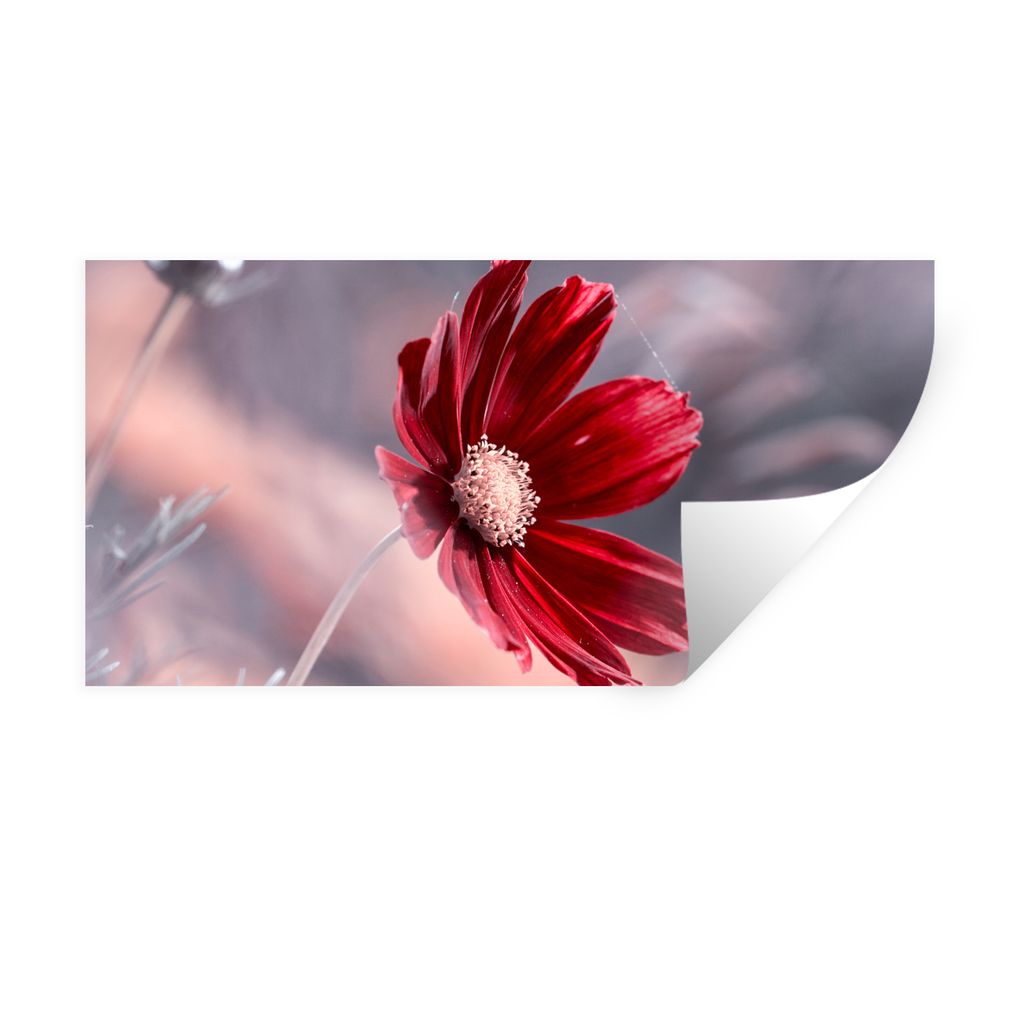 MuchoWow Wandtattoo Wandsticker Wandaufkleber Blumen - Rot - Natur - Pflanzen 80x40 cm Selbstklebend und Repositionierbar - Aufkleber