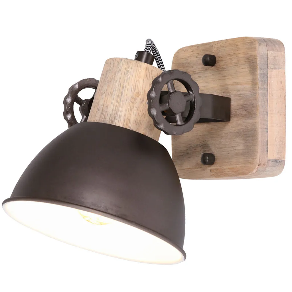 Illuminazione Industrial Mexlite Gearwood 7968A Antracite e Legno E27