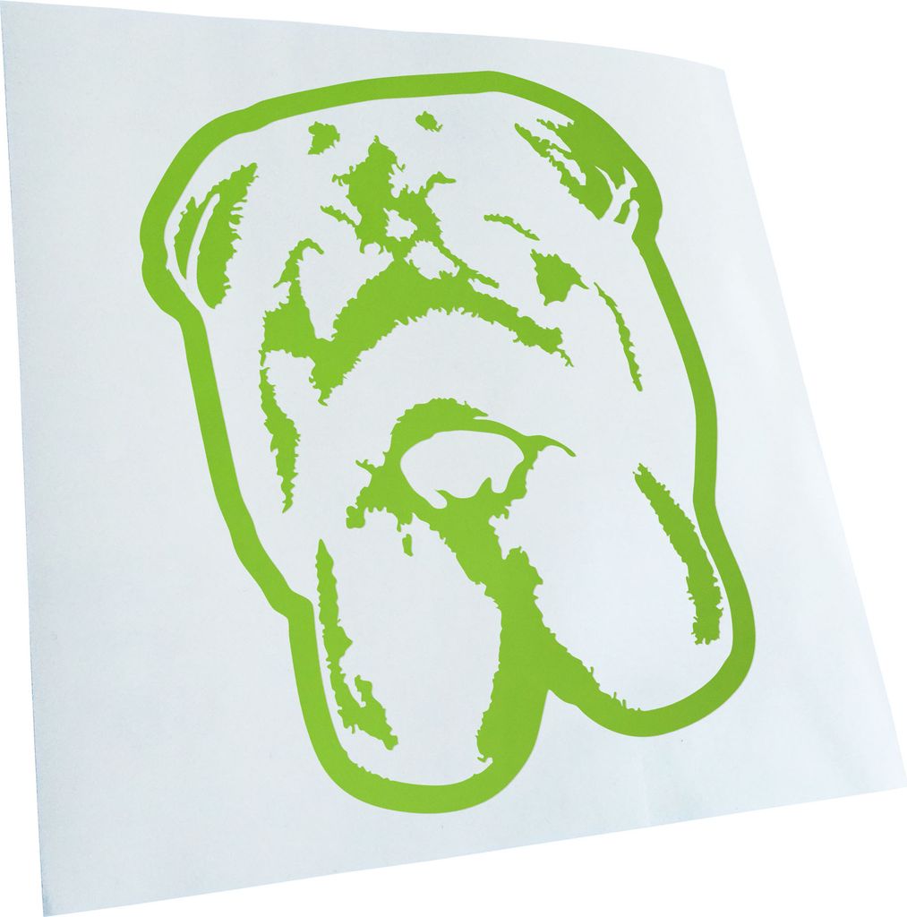 Kiwistar - Autoaufkleber - Chinese Shar Pei Hund - Lindgrün - 60x46cm - Aufkleber für Auto, Laptop, Fahrrad, LKW, Motorrad mehrfarbig JDM Decal R...