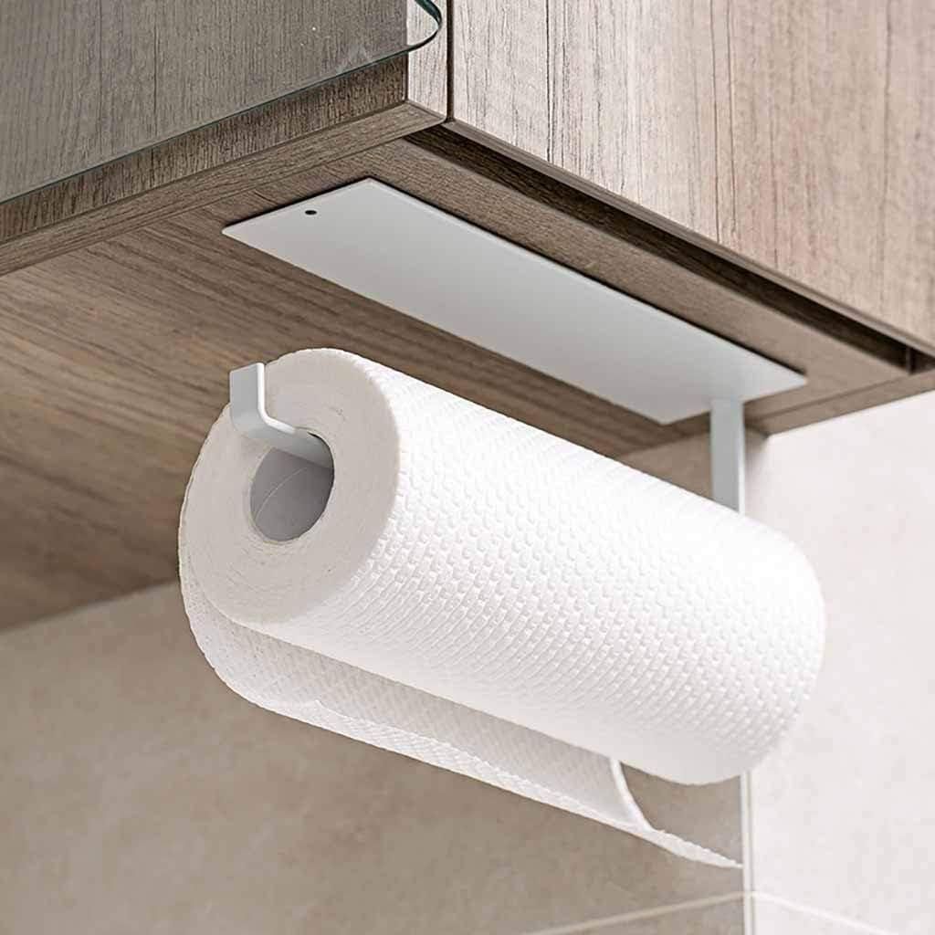 Küchenrollenhalter, wandmontierter Küchenpapierhalter, kein Bohren erforderlich, Aluminium, matte Oberfl?che, Papierrollenhalter