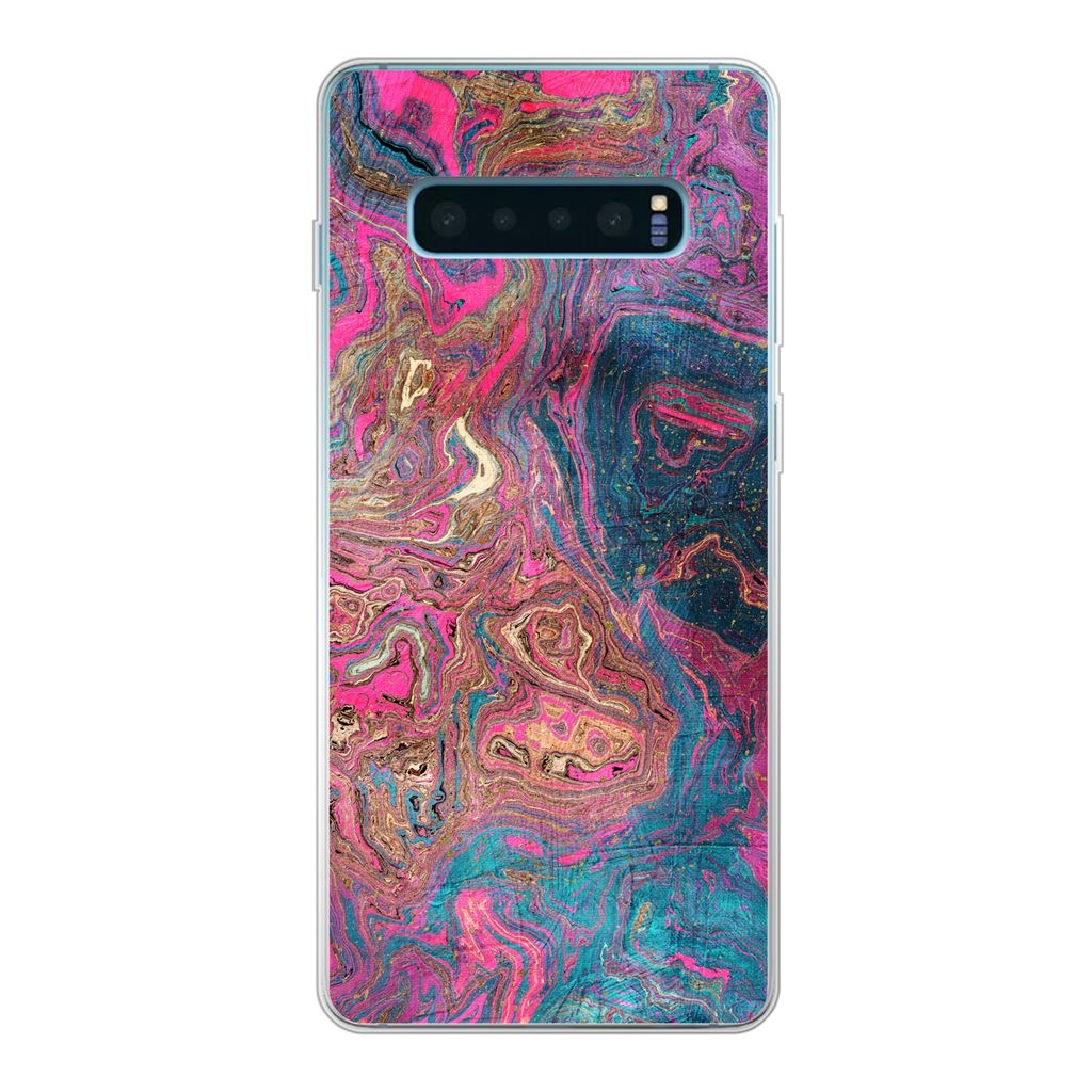 MuchoWow Handyhülle Schutzhülle Hülle für Samsung Galaxy S10 Plus Marmor - Farbe - Gussformen Silikon Softcase Handy Hülle - Schutzhülle