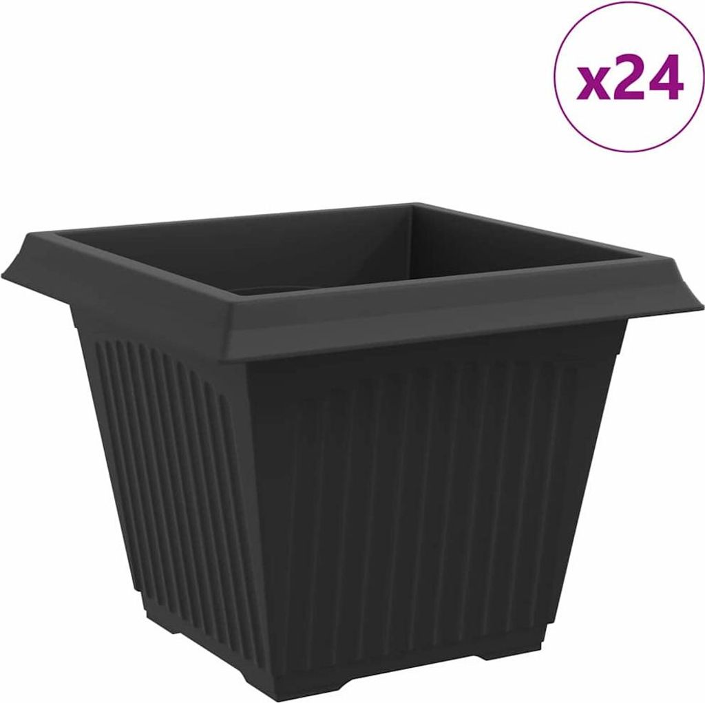 Quadratischer Blumentopf 24 pcs Schwarz 43 x 43 x 33,5 cm