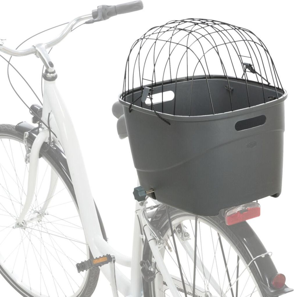 TRIXIE Hundefahrradkorb für Gepäckträger mit verstellbarer Halterung - grau - 36 × 47 × 46 cm