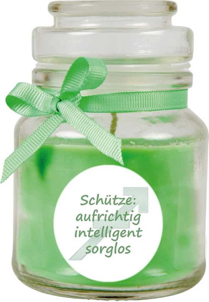 HS Candle "Sternzeichen" Duftkerze Kokos im Bonbonglas ( Schütze ) - viele Motive zur Auswahl, 120g - Brenndauer bis zu 30 Std - Sagittarius