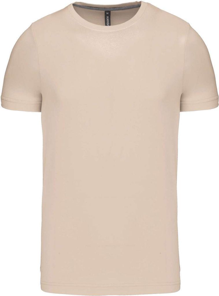 Kariban Herren T-Shirt Kurzarm Crew Neck Baumwolle Top Sommer Shirts, Größe:L, Farbe:Light Sand