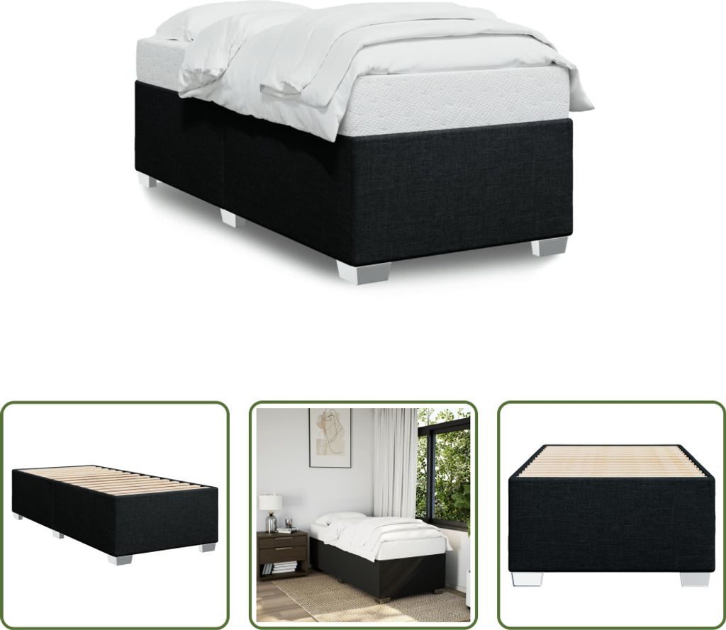 The Living Store Bettgestell Schwarz 80x200 cm Stoff