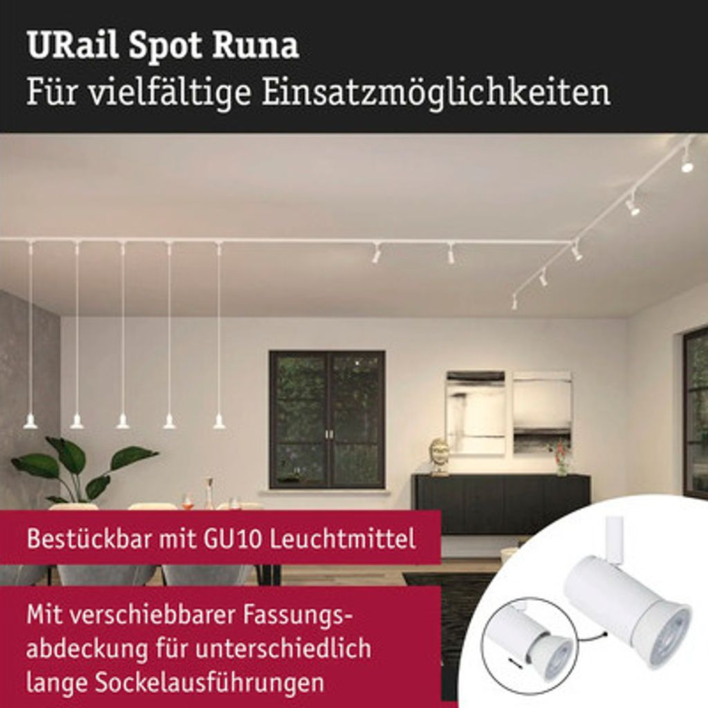 Paulmann URail Schienenspot dimmbar Runa signalweiß