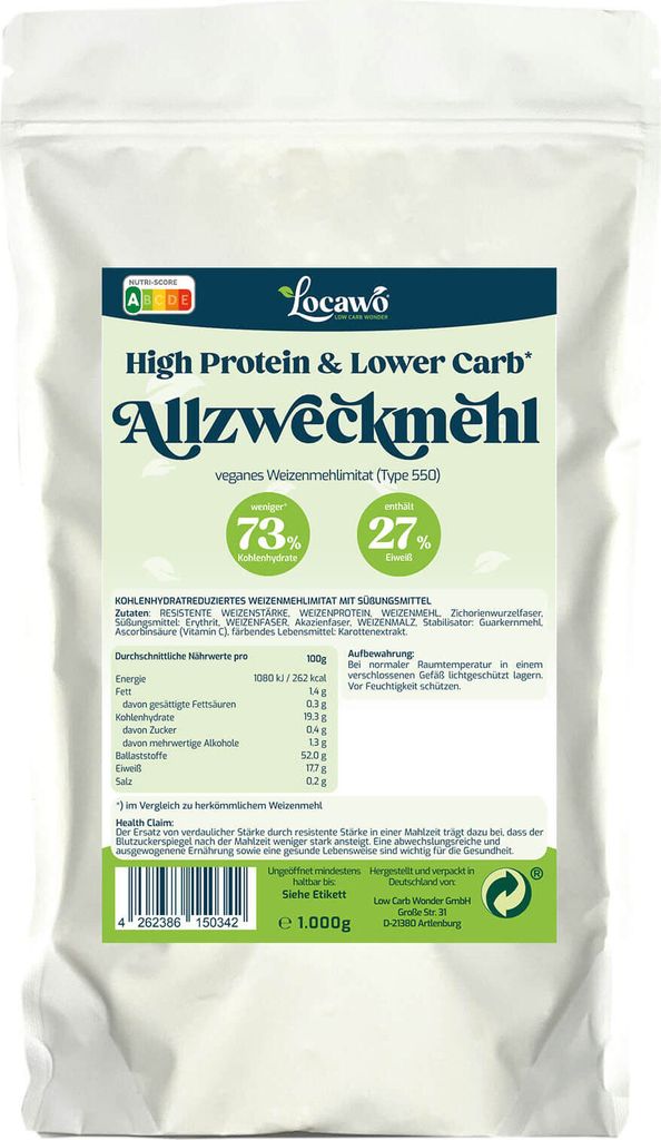 Locawo High Protein Low Carb Allzweckmehl | Mehlersatz | Familienpackung | 1.000g