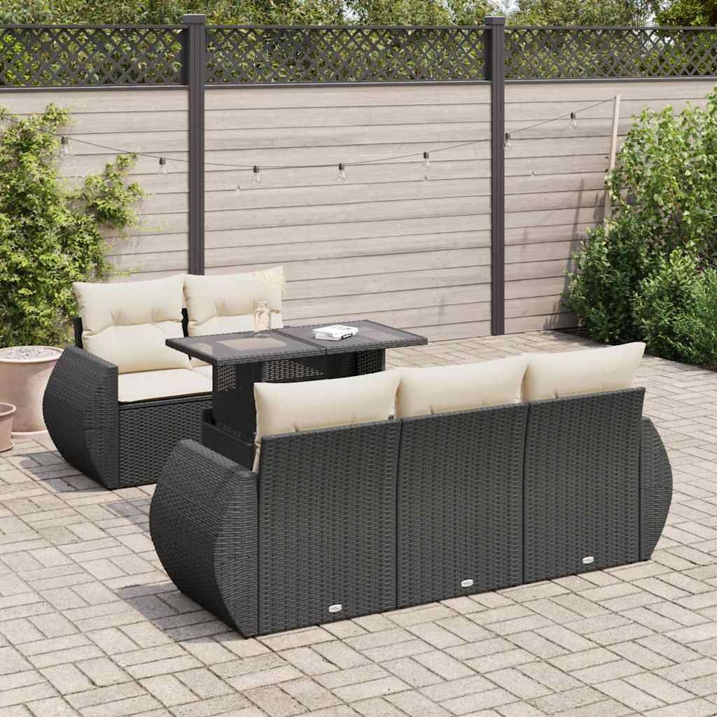 Maison Exclusive - 6-tlg. Garten-Sofagarnitur mit Kissen Schwarz Poly Rattan