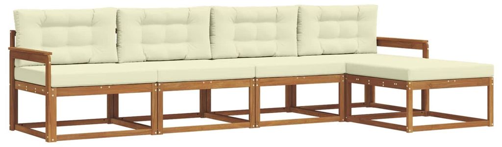 vidaXL Outdoor-Sofagarnitur mit Kissen 5 pcs Natur und Creme