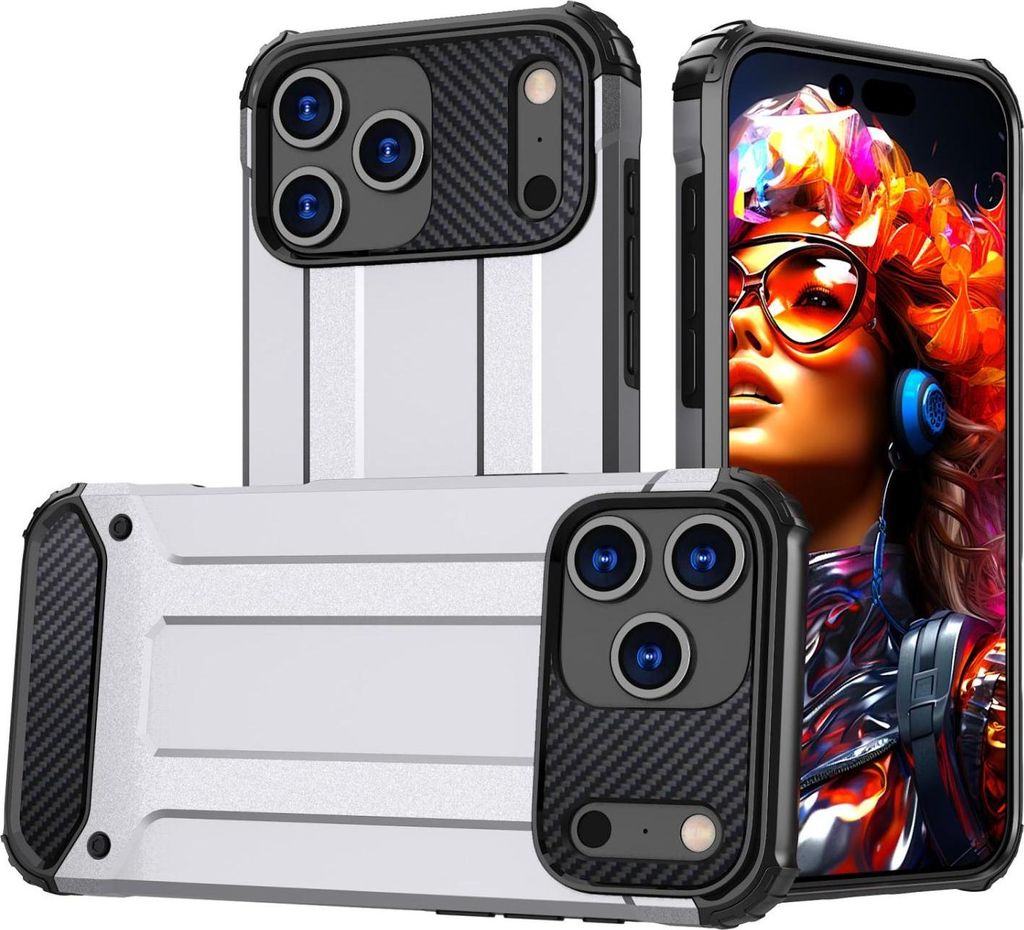 Mobigear Outdoor iPhone 17 Pro Hülle Hardcase Backcover Stoßfest - Silber