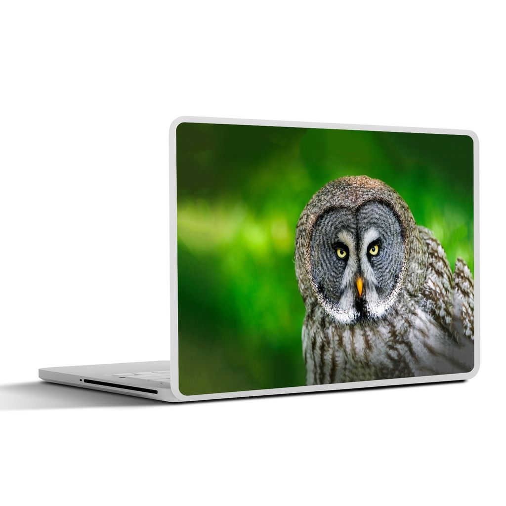 MuchoWow Laptop Aufkleber Sticker Cover Vogel - Eule - Tiere - Braun - Porträt 30x22 cm - Laptop-Sticker