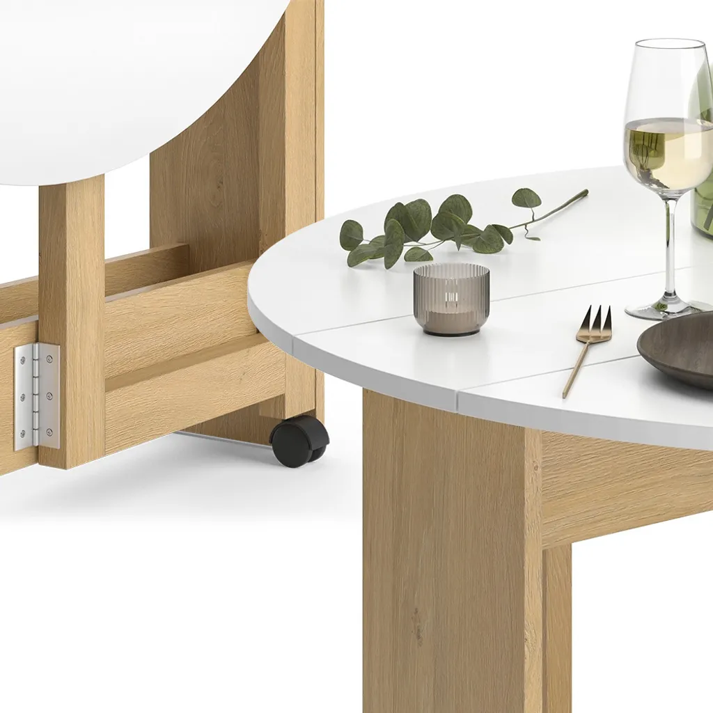 Table Vicco Rondo dépliable 100cm chêne doré, gain de place et design - 6