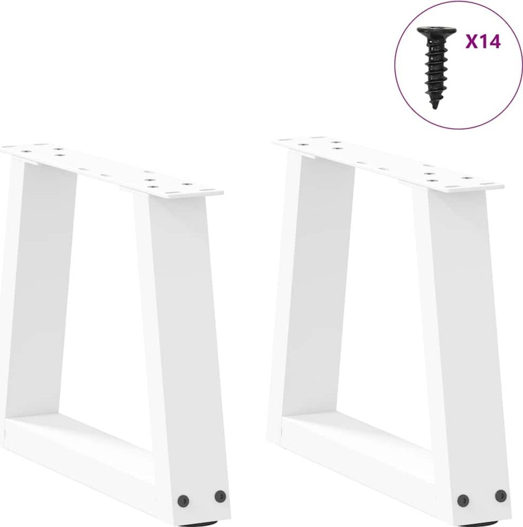 Möbel Tischbeine - Weiß - CLORIS Couchtischbeine V-Form 2 Stück Weiß 40x(30-31,3) cm Stahl,4.96 Kg - 136894