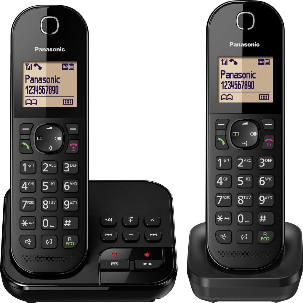 Panasonic DECT KX-TGC422, Anrufbeantworter, Strahlungsarm, Farbe: Schwarz