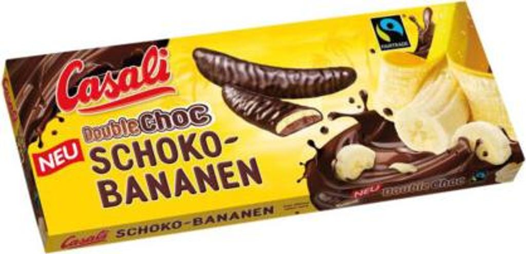 A product package for chocolate-covered bananas.
