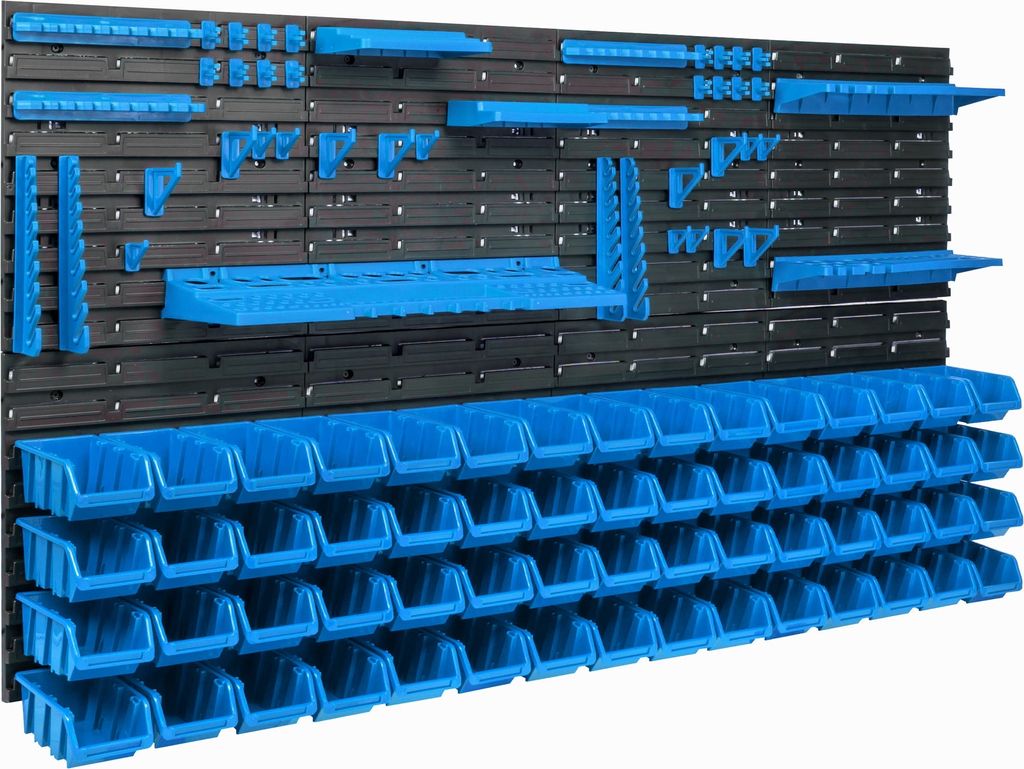 24 stapelboxen wandrek kunststof deksel 117 x 78 cm gereedschapshouder werkplaats garage opslagsysteem opbergdozen opbergdozen