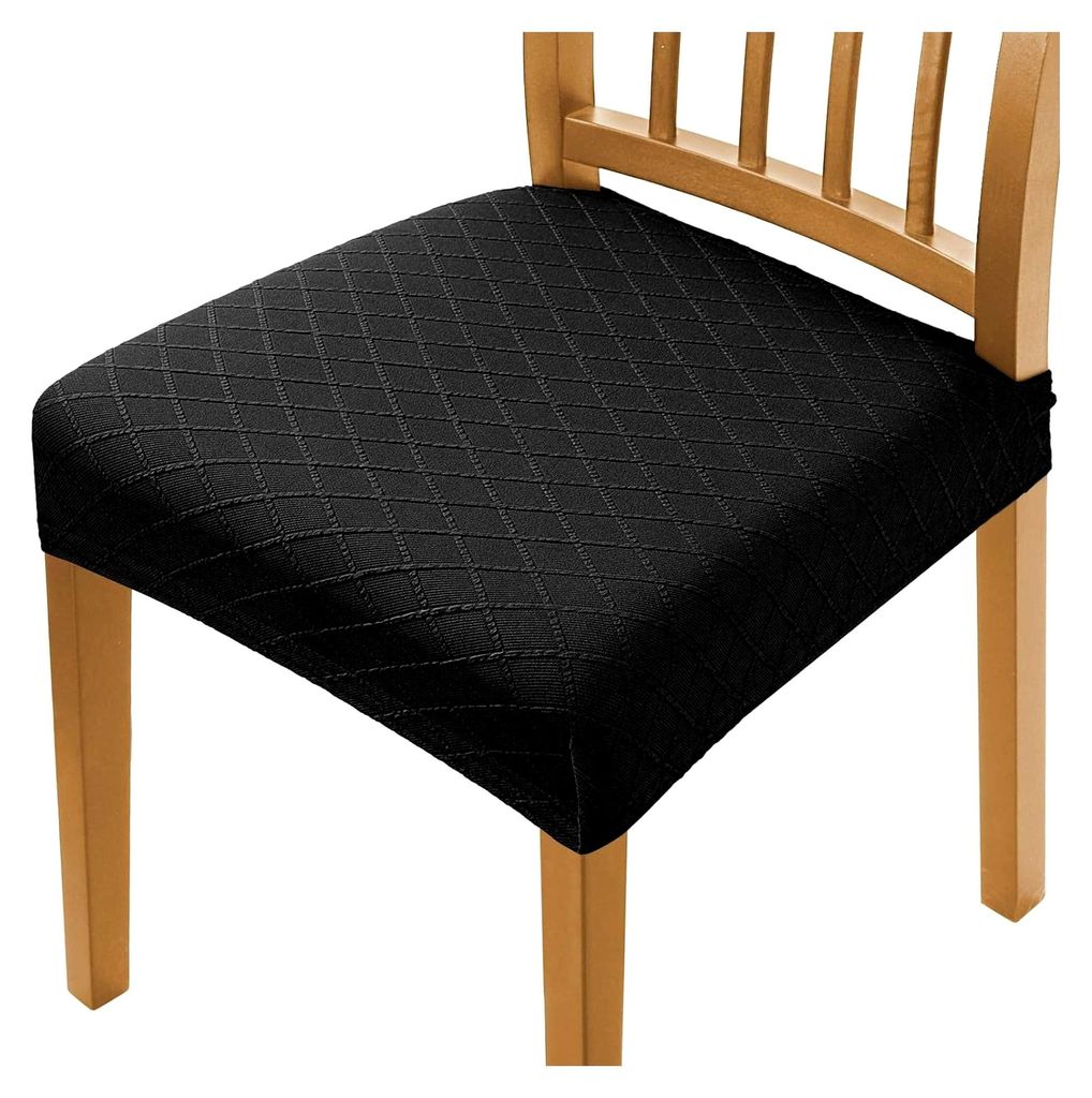 Stuhlhussen 4er Set Schwarze Geometrie Stuhlbezug Elasthan Stretch, Abnehmbar und Waschbar, für Küche und Esszimmer, Stuhlbezug für Hochzeiten