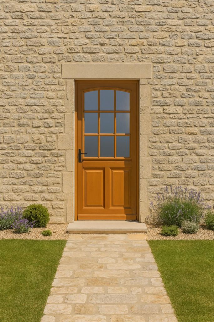 Porta d'ingresso in legno con vetrata Alena, H.215xL.80 cm, Immagine del prodotto 